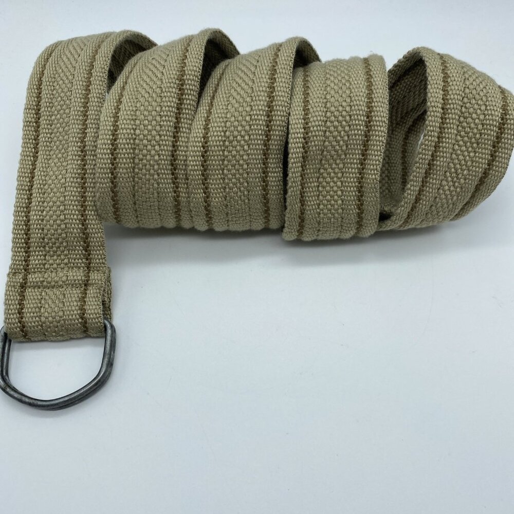 Unbranded Tan Khaki w/ Brown Thread D-Ring Belt Men's Size 40 End to End 50"